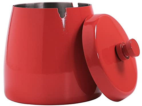 Cendrier extra large avec couvercle pour cigarettes, en acier inoxydable, sans fumée, inodore, coupe-vent, pour la maison, le bureau, la table, l'extérieur, le balcon (12 x 10 x 11 cm)