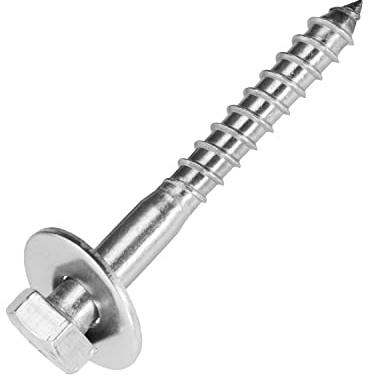 Techtanium Holzschrauben 12 x 80 mm inkl. großen Unterlegscheiben M12 aus Edelstahl A2 (10 Stück) | Sechskant-Holzschrauben | Beilagscheiben | DIN 571 & DIN 9021
