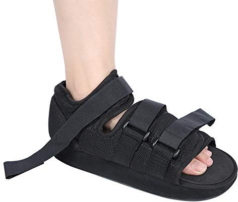 Yosoo Health Gear Bequemer Orthopädischer Fraktur Stützschuh Post Op Für Fußbrüche Verstellbare Träger Gipsfreier Schutzschuh Zur Wiederherstellung Nach Verletzungen, 1 Stück (Schwarz)