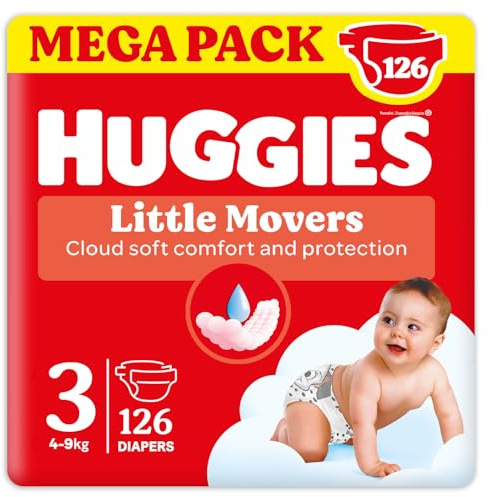 Huggies Ultra Comfort/Little Movers Windeln Größe 3 (4-9 kg), Disney-Design, sehr saugfähig, Rundumschutz, 126 Stück