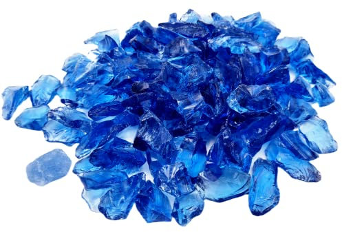 Generisch Gabionensteine Gartendekoration Glasbrocken Glassteine Farben Glassplitt Dekoglas Glasstücke, Gartendekoration, Glasstein, 3-5cm 5kg (Blue)