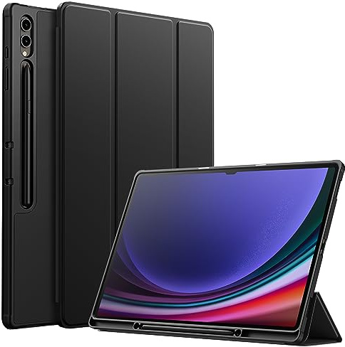 JETech Funda para Galaxy Tab S10 Ultra/S9 Ultra 14,6, Graphite Negro | Protección TPU Suave, Soporte S Pen, Soporte Tríptico, Carga S Pen, Activación/Reposo Automático, Carcasa Ligero Antigolpes