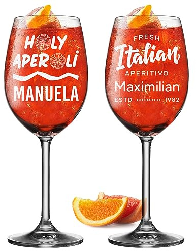 polar-effekt 2er Set Aperol Spritz Wein-Gläser 460 ml mit Gravur - Geschenke zum Geburtstag und Jubiläum - mit Namen personalisiert - spülmaschinenfeste Stielgläser - das Frauengeschenk für Mama