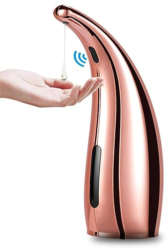 GULICA Automatic Soap Dispenser, 4 Levels Adjustable, Touchless, for Kitchen and Bathroom, with Infrared Motion Sensor, Waterproof, 300ml/11oz Copper Rose Gold