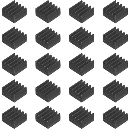 QUARKZMAN 20Stk 9x9x5mm Kühlkörper Aluminium Kühler Kühlkörper Kühlung mit Thermal Blau Aufkleber für Chip CPU Transistor FET IC Verstärker Schwarz