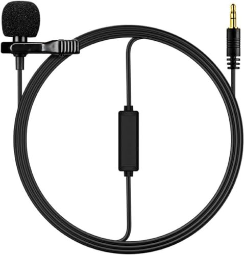 Lavalier Microfono, V01CP Microfono Clip-on Omnidirezionale 3,5 mm TRS 2,5 m per Fotocamera DSLR Videocamera PC Laptop