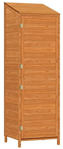 Armoire de Jardin en Bois Remise Outils Cabane Extérieur, Jardinage Abri de Stockage Abri de Rangement Toit en Pente, pour Maison, Jardin, Cour, Marron 55x52x174,5 cm
