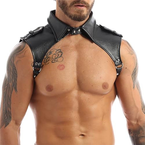 WUUDOA Herren Brustharness Leder Bondage Geschirr Einstellbar Punk Körperschlauch für Fetisch Kostüme Clubwear Cosplay