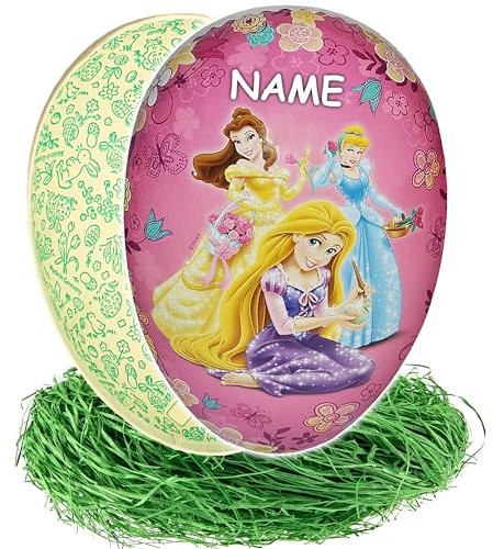alles-meine.de GmbH Set Ostergras & 10 Füll - Papper - 18 cm - Princess - Prinzessin - inkl. Name - Osterei - Ei zum befüllen - Deko Pappe Papp Pappeier Dekoei Pappostereier Fü..
