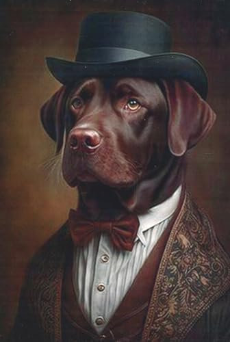 KUSTOM ART Poster Decorativo da Parete Serie Animali Aristocratici Cane Labrador Elegante Stampa Artistica su Carta Patinata 40x30 cm Senza Cornice