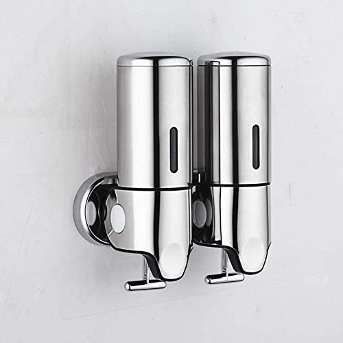 Dispenser per gel doccia da parete, doppio dispenser per shampoo, dispenser manuale per sapone per hotel e casa, non richiede fori