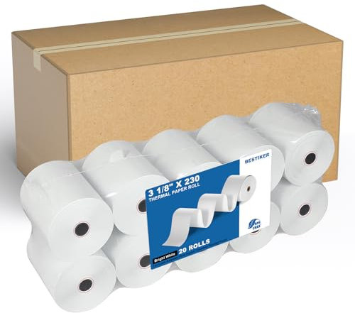 BESTIKER 3 1/8 x 230ft Thermal Receipt Paper Cash Register Paper 20 Rolls