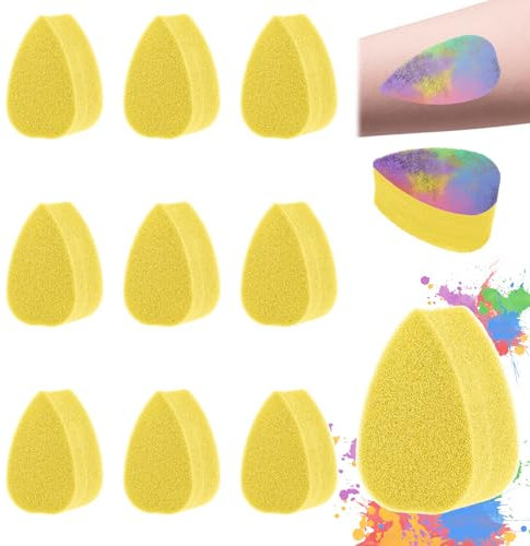 WLLHYF 10Pcs Face Paint Sponges High Density Painting Sponge Black Round Body Paint Sponge Makeup Sponge for Body Face Painting Art Crafts (Yellow)