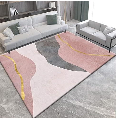 Teppich Rosa Grau Flauschig Kurzflor,Mikrofaser Super Weich,Anti-Rutsch,Waschbar,Teppich Webteppich Für Wohnzimmer,Flur,Schlafzimmer Teppichläufer 120X160Cm