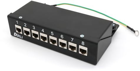 ARLI Patchpanel Cat8 inkl. 8x Keystone Cat8.1 Module – 8-Port Patchfeld Gehäuse Schwarz – Einfache Snap-In Montage – 1HE – Inkl. Kabelbinder & Montagematerial