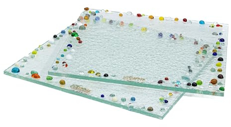 SOSPIRI VENEZIA Par de posavasos cuadrados de cristal estilo Murano 10 x 10 cm para vasos tazas café para casa, bares, restaurantes, idea regalo