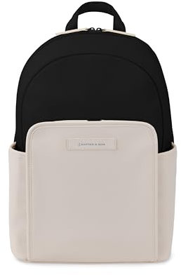 Kapten & Son Rucksack Aalborg Cream Black 12 L | Rucksack Damen & Herren Schwarz Beige | Handgepäcksrucksack mit 12 Laptopfach | Backpack ideal für Uni, Arbeit, Reisen
