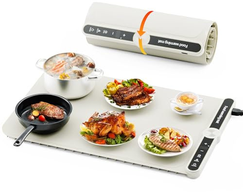TIDIIABODE 6-Dish Buffet Food Warmer Mat - 9 Temp Adjustable (40℃-120℃),6H Timer, Child Lock,8s Quick Heat, Plate warmer, Electric warming tray,Safe for Kitchen, Dining & BBQ