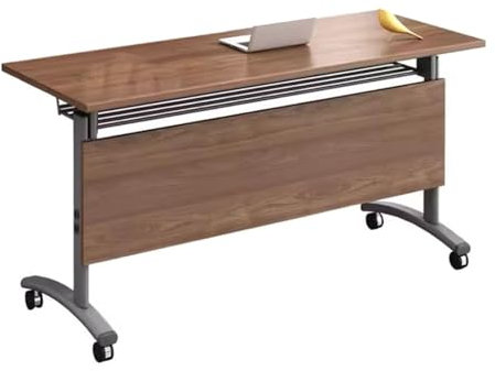 WJFTODAY Konferenztisch Klappbarer Konferenztisch Büro-Schulungstisch, moderner mobiler SBesprechungstisch mit Lenkrollen, für Konferenzraum-Klassenzimmer, 12 Größen (Walnussfarbe, 71 x 16 x 30 Zoll)