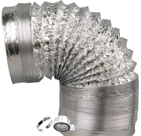 Aluminium Klimaschlauch, Flexschlauch Lüftungsschlauch für Abluftventilator, mit Stahlspirale, Temperaturbeständig Hält Hohen, für Dunstabzugshaube Trockner Rohrventilator(5m,250mm)
