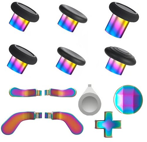 Elite Series 2 Controller Accessories Kit - Thumbsticks, D-Pads and Trigger Paddles with Storage Case for Xbox One Elite Series 2 Core (Rainbow)
