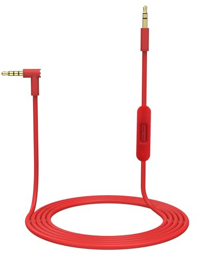 Zosvoses Replacement Solo 4 Cable, Solo 3 Audio Cable Aux Cord Extension Wire Compatible with Beats Studio Solo Pro Detox Mixr Executive Pill Headphones, with in Line Mic and Volume Control (Red)