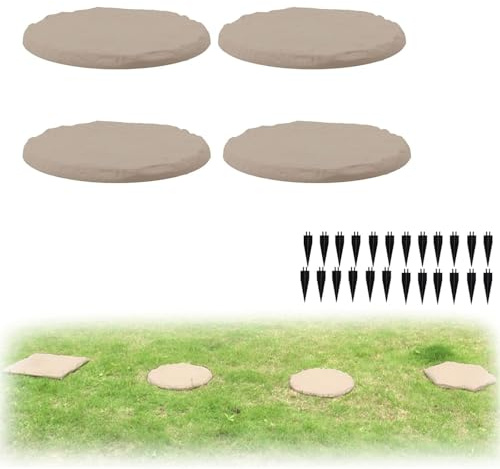 DAO-UPPSE Grands Pas Japonais for allées de Jardin, Pas Japonais Amovibles en Imitation Pierre, Pas Japonais indestructibles for trottoirs extérieurs(White (Circle))