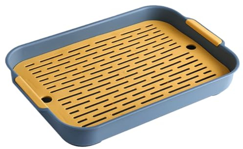 Kanintoalettlåda 2 nivåer kanintoalettlåda plast rektangulär kanin husdjurstoalett 24,6 x 36,6 x 5,1 cm marsvinsbricka pottränare för kanin iller hamster igelkott blå L, låda