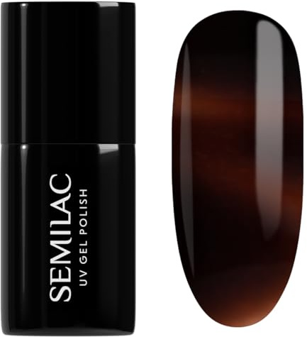 Semilac UV Nagellack 942 Jelly Cola 7ml Gel Nagellack für Nägel | Karamell Braun - Jelly Effekt Glass Nails Look