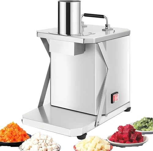 DNEPEI Picadora automática de Patatas, cebollas y Cubos, 200 W, de Acero Inoxidable, con 6/8/10/12/15 mm de diámetro, Ideal para Uso doméstico y en restaurantes