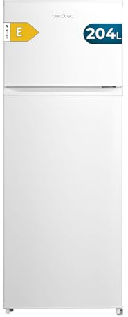 Cecotec Réfrigérateur Combiné Bolero CoolMarket 2D 204 White E, 204L, 143 cm de Hauteur, 55 cm de Largeur, Classe E, Silencieux, Éclairage LED, Compresseur Inverter Plus, Technologie Cyclique, Blanc