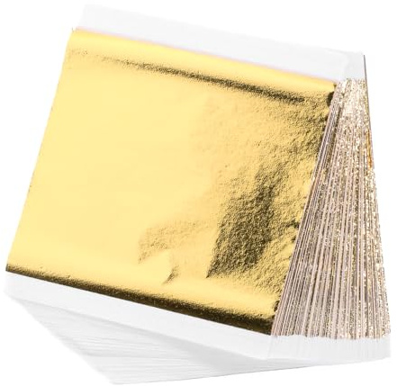 Apausvcm 100 Blätter Blattgold Imitation,Gold Blatt zum Basteln Goldfolie Flocken Goldfolie Blätter Gold Bastelpapier für Kunst Projekt Handwerk Dekoration Vergoldung Handwerk DIY Kreation