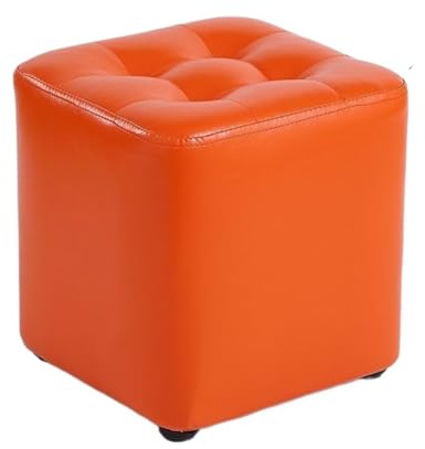 SHCHNA Moderner Fusshocker Ottomane Moderner Quadratischer Fußhocker Aus Leder for Den Eingangsbereich des Wohnzimmers Sitzhocker(Orange)
