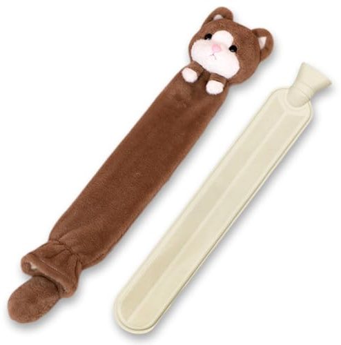 Bouillotte Eau Chaude Longue,2L Bouillotte Peluche,Bouillotte En Caoutchouc Avec Couvercle,72cm,Amovible Pour Le Nettoyage,Pour Réchauffer Cou épaules Dos Jambes,Cadeau (B)