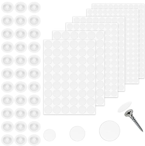 Schraubenabdeckung Selbstklebend, 12mm/15mm/21mm Rund Rund Selbstklebende Schrauben Abdeckkappen, Wasserfeste Möbelaufkleber für Wandschränke Schreibtische Möbel Reparaturen