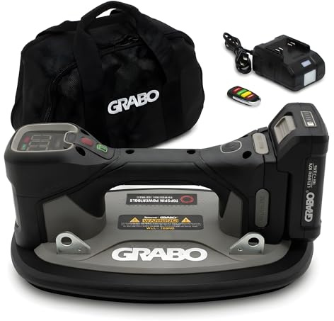 GRABO Brushless - Digitaler Akku Vakuum Saugheber [Inkl. 18V Akku und Ladegerät] Maximale Hebekraft 120 kg, Extrem effizient mit Brushless Vakuumpumpe, Großes Display für maximale Sicherheit (GPB-GR)