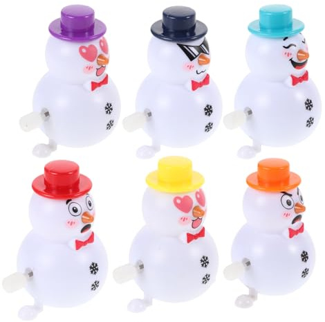 LALADEFIEE 6pcs Christmas Wind-up Snowman Retro Mechanical Walking Jumping Figures for Holiday Party Favors Classroom Prizes Winter