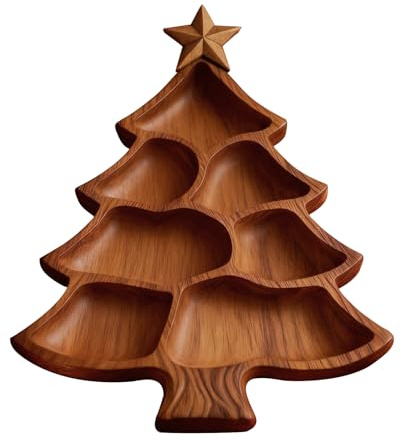 Vgvgaj Servierschale Tannenbaum Mit 7 Fächer 25x21x2.5cm Holz Servierplatte Serviertablett Für Snacks Süßigkeiten Teller Weihnachten Mit Abschnitten Vorspeisentablett Sushi Dessert Süßigkeitenschale