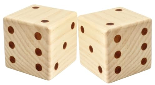 ERINGOGO Dadi di Legno Grandi 7cm 2 Pezzi Puntini Grandi e Angoli Arrotondati per Giochi da Tavolo e Bambini in Legno Khaki
