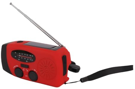 Gutol Kurbelradio mit Solarbetrieb, Handkurbel-Dynamo, Notradio mit 2000 mAh NiMH-Akku, Weltempfänger für Camping und Outdoor-Aktivitäten
