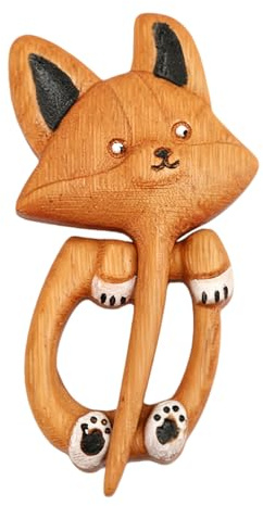 Broche en bois pour homme et femme, fabriquée à la main, 10,5 x 4,8 cm, épingle, design gravé polyvalent, élégant et léger, pour col, châle, pull, manteau, veste de fête, Refer to description, Bois