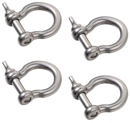 SECFOU Manilles en Acier Inoxydable 304 de Fer à Cheval, Lot de 4 Pièces M4, Solide et Résistantes la Corrosion, pour Remorquage, Arrimage et Usage Extérieur Automobile