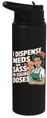 Pharmacy Technician Girl Prescription Medicine Pharmacist Stainless Steel Insulated Water Bottle