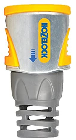 HOZELOCK - Hose Connector Pro ø 12.5mm - 15mm (1/2- 5/8) Soft Touch: Watertight, Non-slip, Good Hose Grip, Robust Metal Housing, Flexible, Tough: Silver [2030P0000]