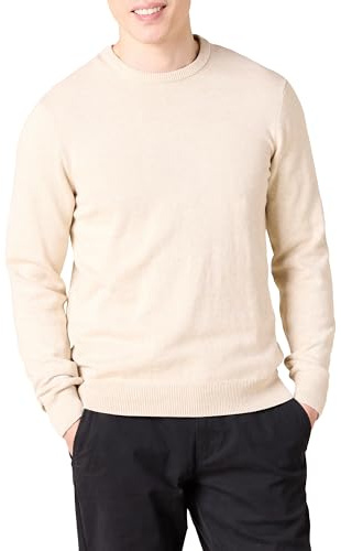 Amazon Essentials Suéter de cuello redondo para hombre (disponible en tallas grandes y altas), color avena jaspeado, talla M