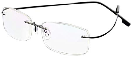 KoKoBin Gafas de lectura sin montura para gafas de lectura de titanio superligeras para damas y caballeros