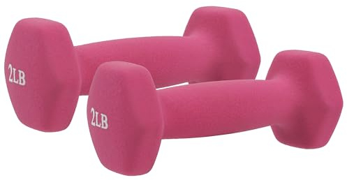Sunny Health & Fitness Neoprene Hex Dumbbell Pair for Home Gym, 2 lb Pair