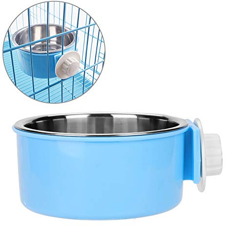 Dog Cage Crate Water Bowls Dogs Food Bowl Cat Feeding Bowl 2-in-1 Pet Hanging Bowls Removable Stainless Steel Dogs Bowl with Plastic Puppy Feeder Food Water Bowl for Dog Cat Bird Rabbit Hamster