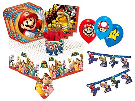 Zeus Party Kit Compleanno Super Mario Run Coordinato TAVOLA Festa addobbi (per 8 Persone)