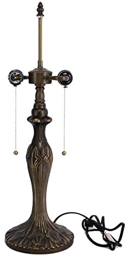 WERFACTORY Table Lamp Base Replacement Only, Wide 6.5 Height 24 Inch, Fit for 12, 14, 16, 18 Inch Tiffany Style Stained Glass Lampshade, Dark Bronze Finish, Metal, Pull Chain Switch